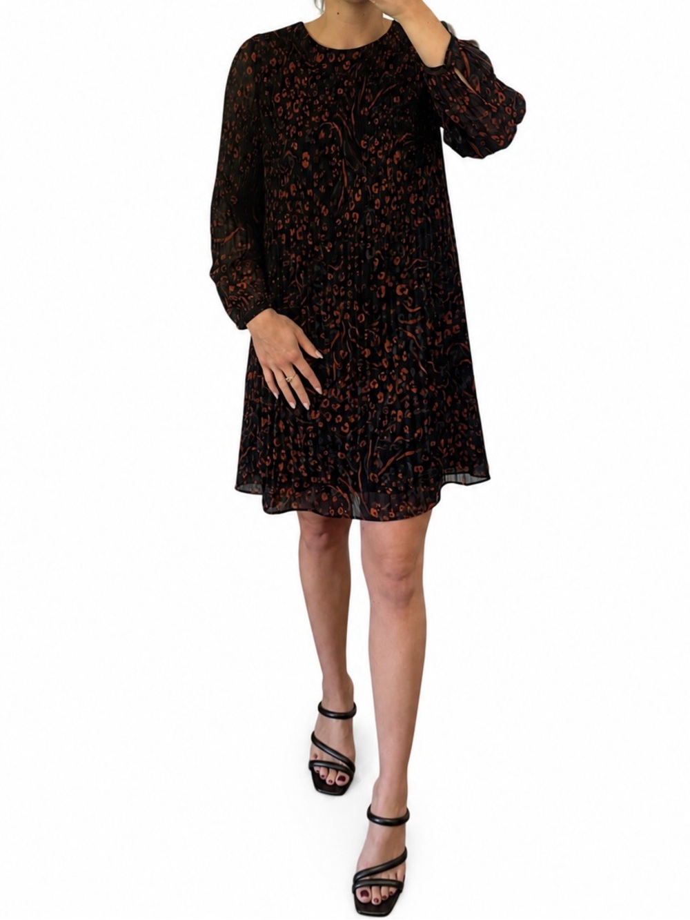 Nine West Black & Rust Printed Mini Shift Dress